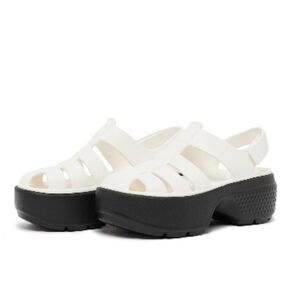 NWOB Croc Stomp Platform Fisherman Sandals Chalk White/Black Men8 Women 10